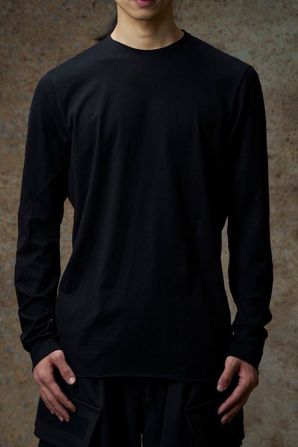 DEVOA Fall/Winter 2025 Round-neck Long-sleeve T-shirt (Made in Japan) DVA-CSC-SPCA3-BLACK